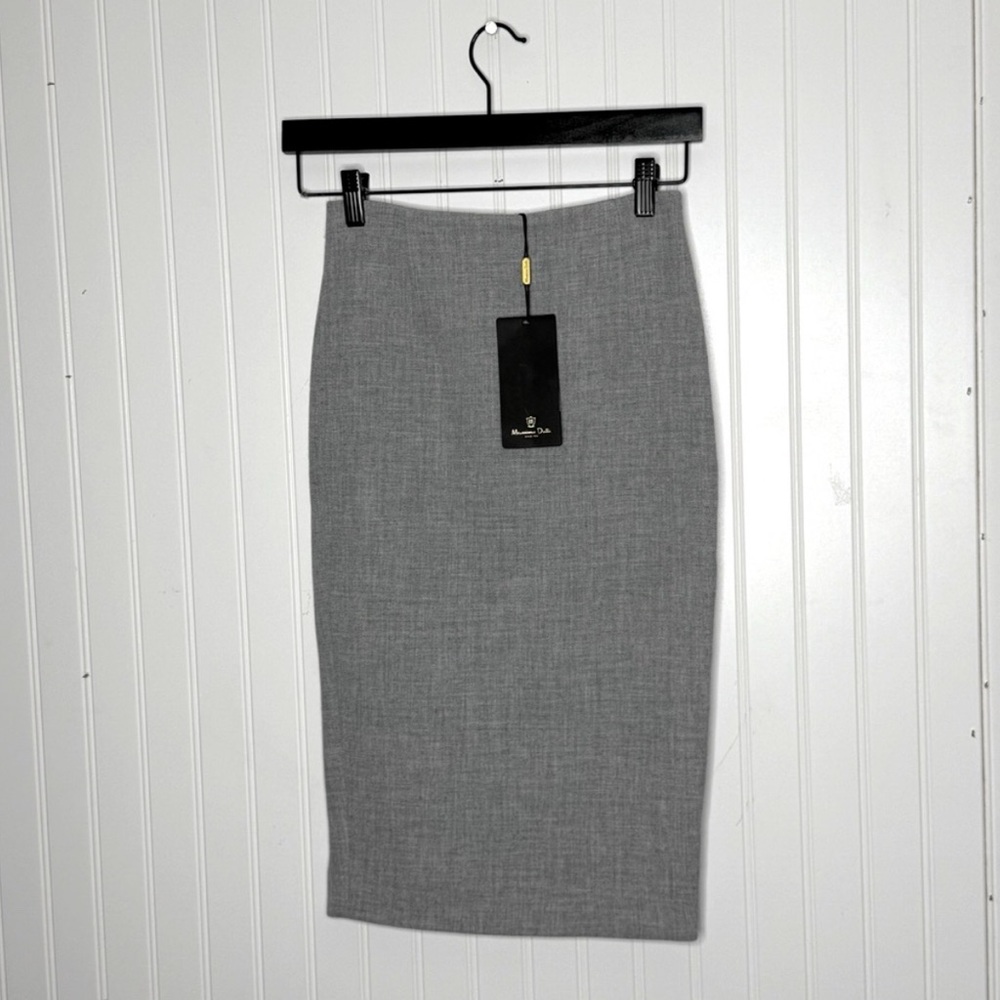 NWT Massimo Dutti Career Office Gray Knit Midi Pencil Skirt Size 2
